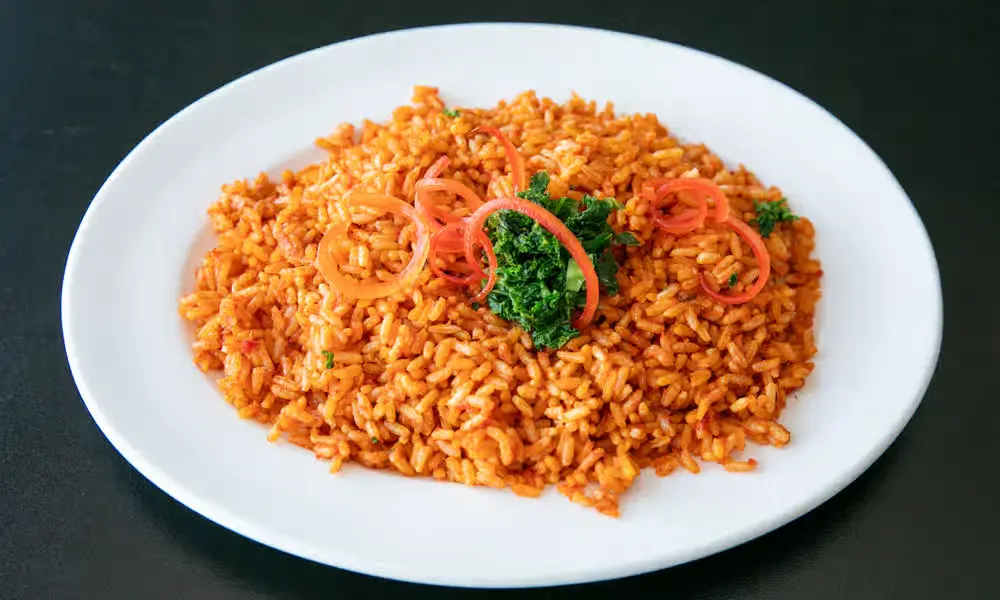 Nigerian jollof rice at Global Pot Fusion Cuisine in Winnipeg, MB
