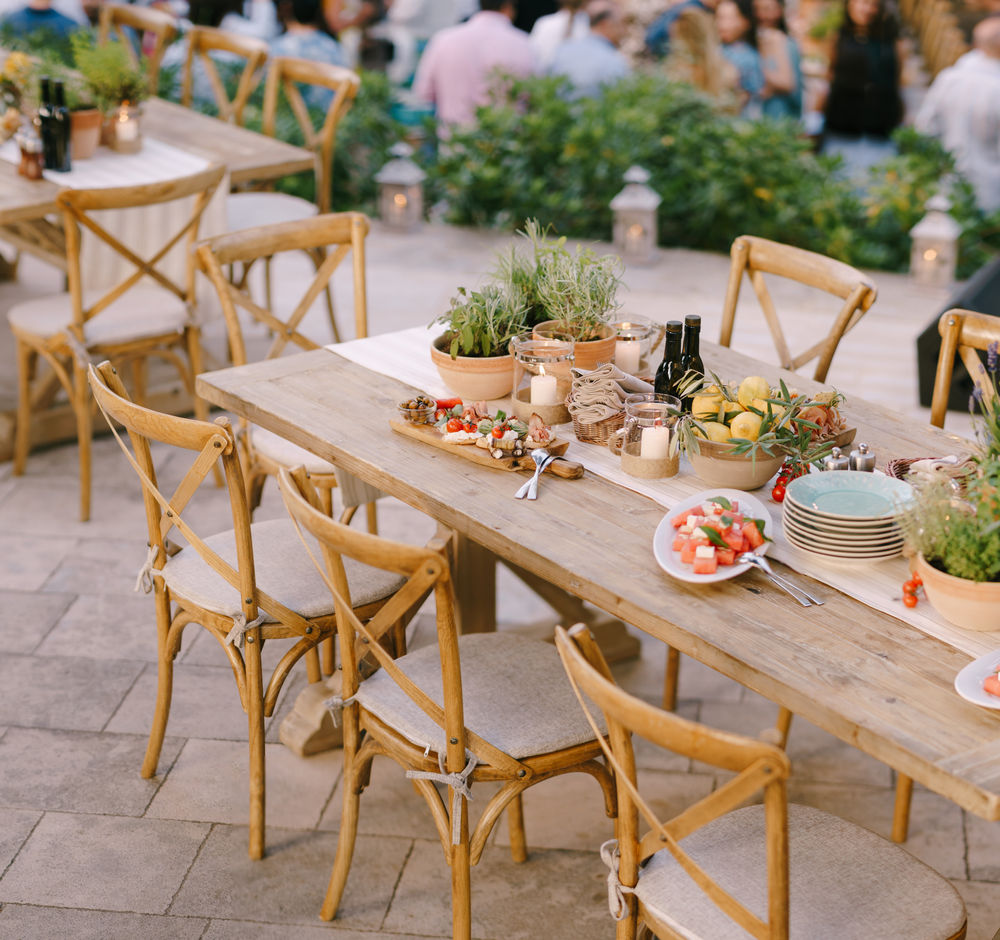 Outdoor patio table set for a catered gathering - Global Pot Winnipeg